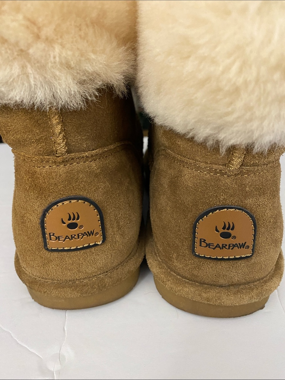 BearPaw Women's Suede Shearling Cuff Ankle Booties in Camel 1257W-ABBY SIZE 10 - Picture 4 of 14